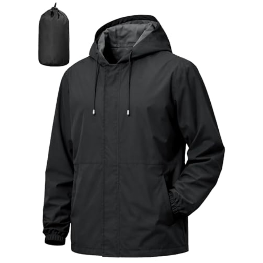 Running Gear For Rain - UIQUR Men's Rain Jacket Waterproof Windbreaker