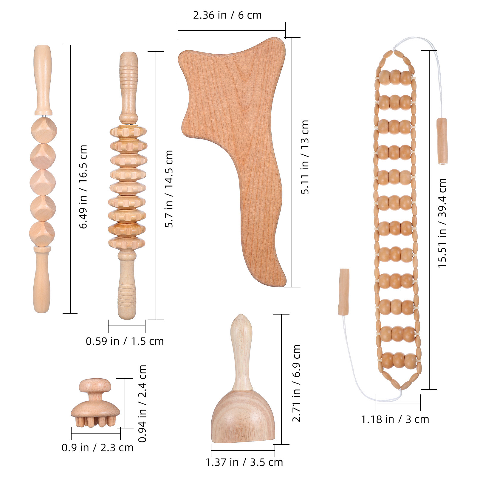 6Pcs Massage Tools Set Wood Th – Muscle Roller Stick recenzja i cena