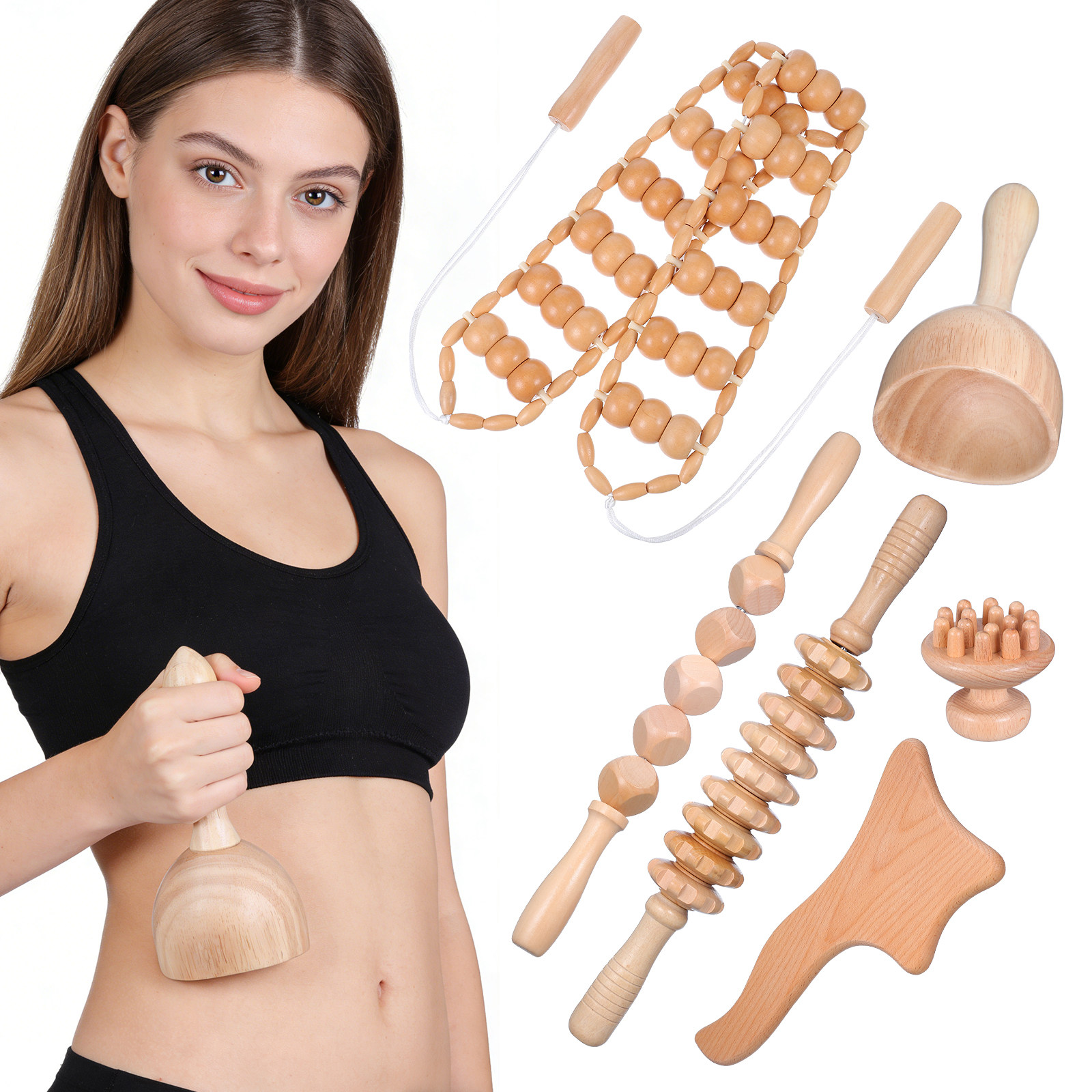 6Pcs Massage Tools Set Wood Th – Muscle Roller Stick recenzja i cena
