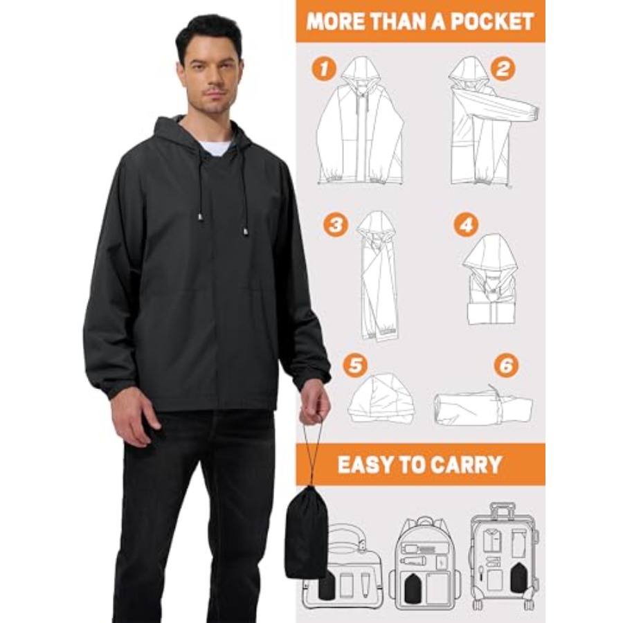 UIQUR Men's Rain Jacket Waterp – Running Gear For Rain recenzja i cena